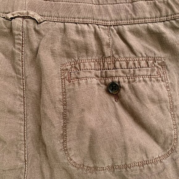James Perse Soft Drape Pants Women Cargo Pigment Brown 100% Linen Drawstring NWT - Picture 8 of 15